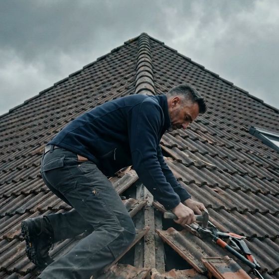 Dachdecker bei der Arbeit